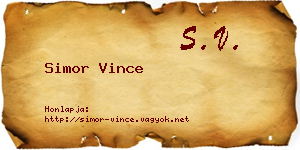Simor Vince névjegykártya